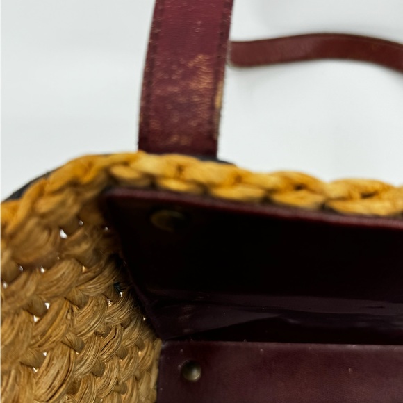 RARE Vintage 60s/70s ETIENNE AIGNER Handmade Straw Leather Satchel Handbag - Picture 10 of 14